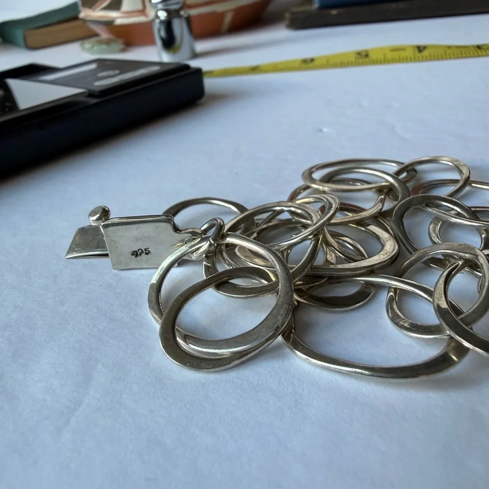 92.5 18" Sterling Sliver Link Necklace. 38g. Box Clasp. - Picture 2 of 6